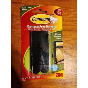 3M 17206BLK Command Large Picture Hanging Strips-Black 4 Sets/Pkg